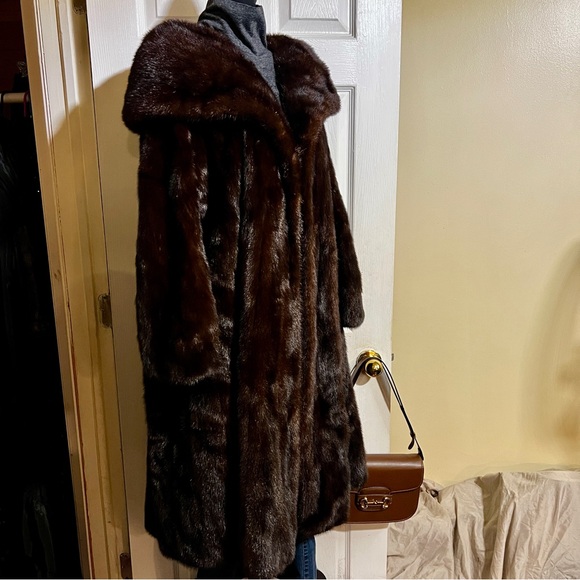 Vintage Ludwig Furs Women’s Genuine Mink Brown Full Length Coat XL - Picture 6 of 13